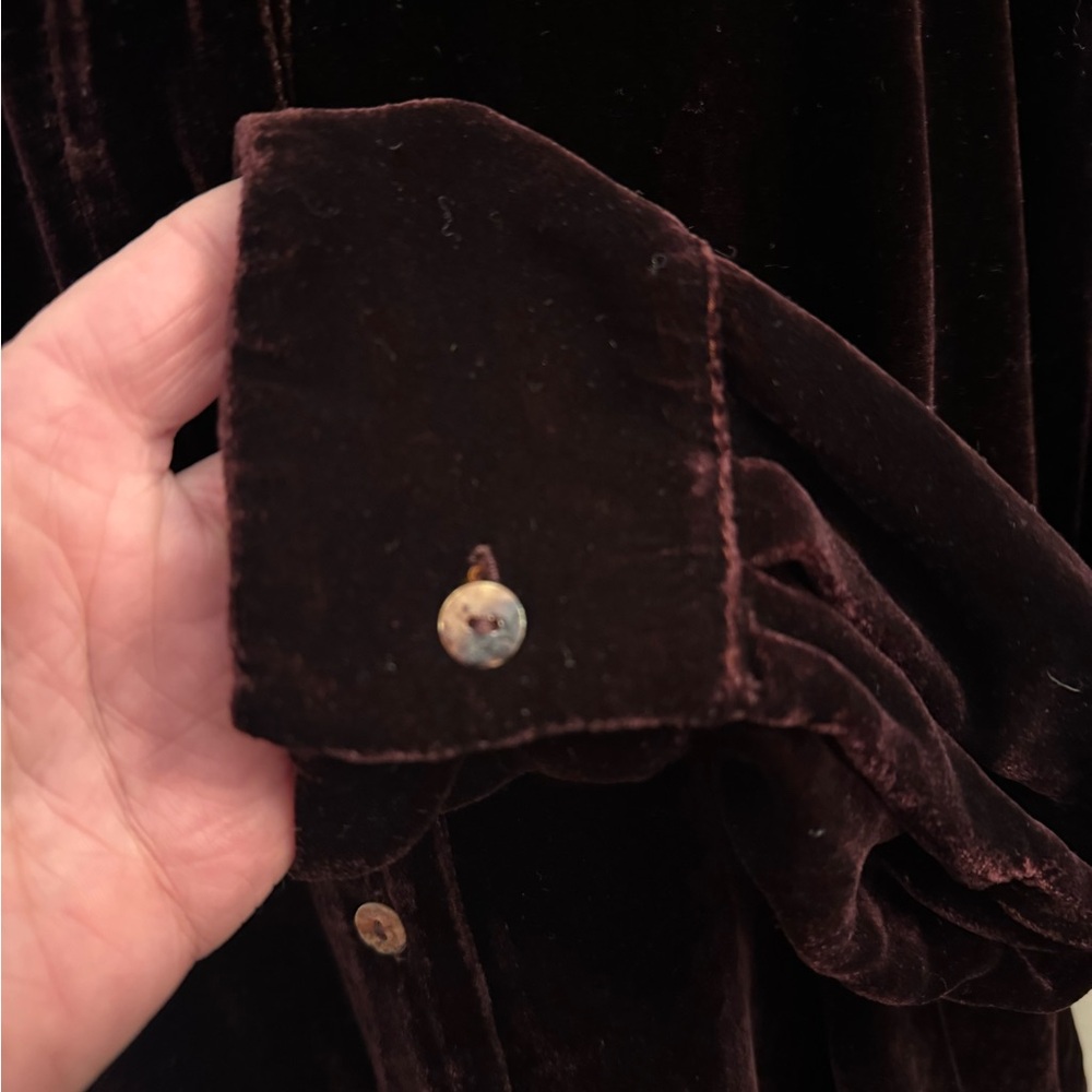 Cut Loose Velvet Button-Down Shirt - Deep burgundy/brown Size S - Picture 3 of 7